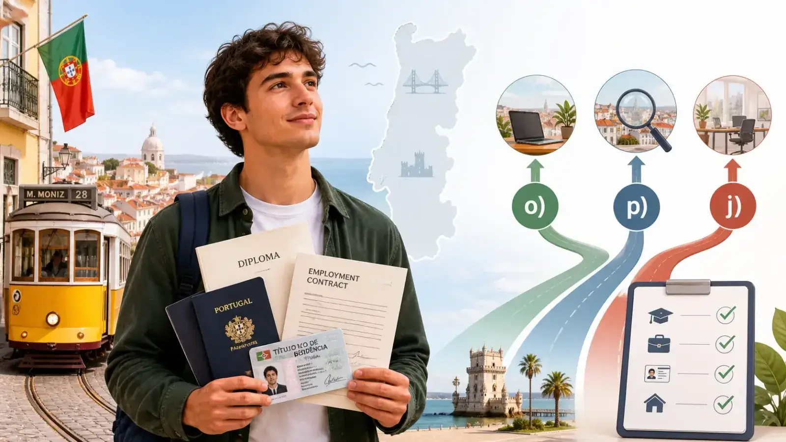 International student in Portugal holding residence documents with Article 122 post-study route options
