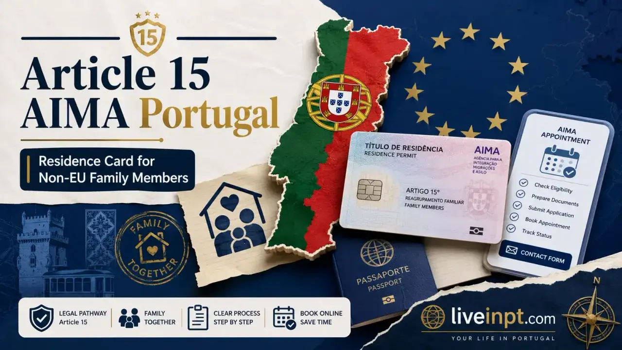 Article 15 AIMA Portugal residence card documents for non-EU family members