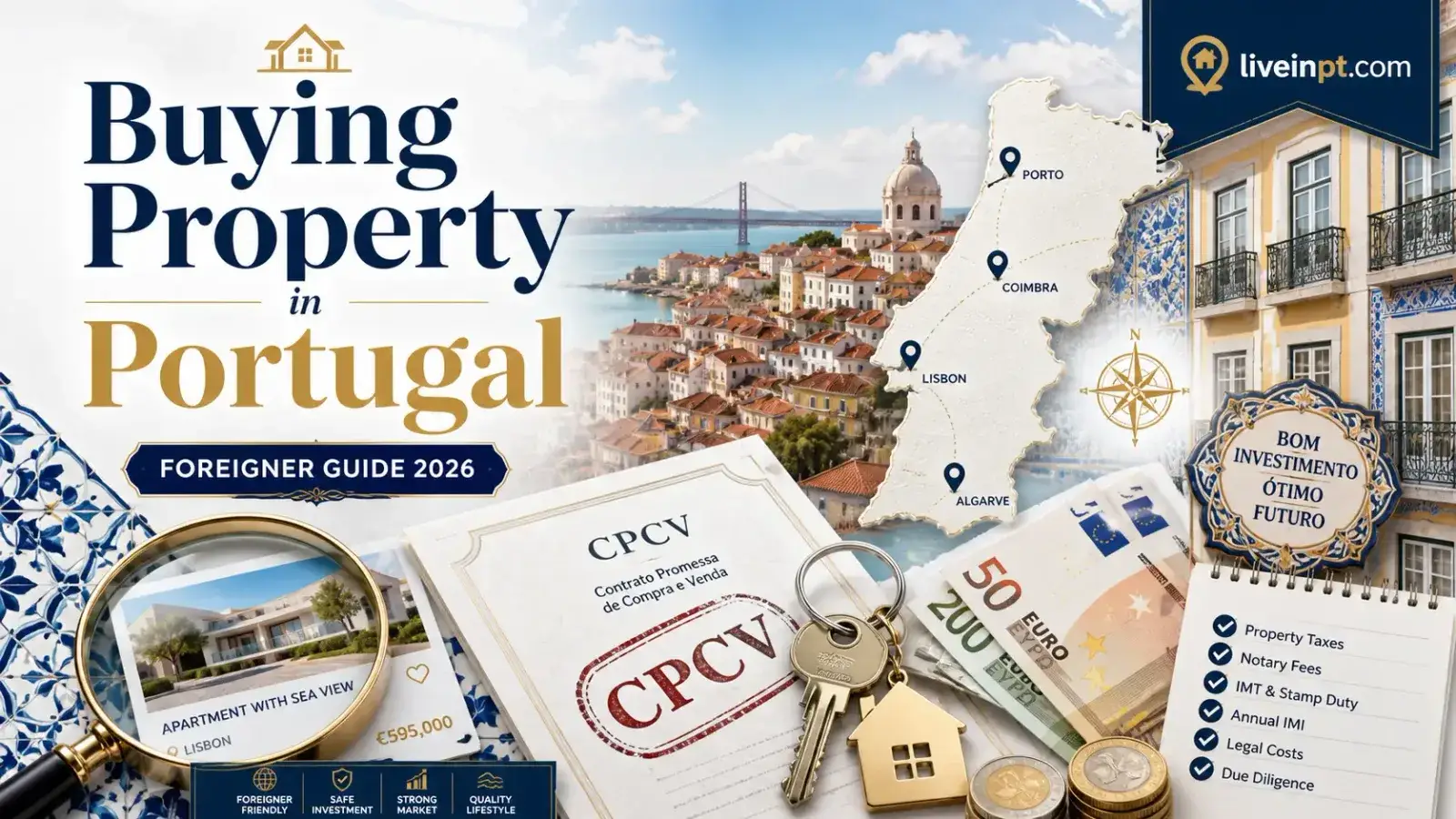 Buying property in Portugal as a foreigner with CPCV contract, keys, and tax cost checklist