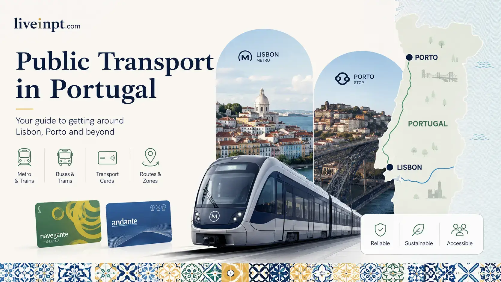 Public transport in Portugal with Lisbon Navegante, Porto Andante, metro, bus and train