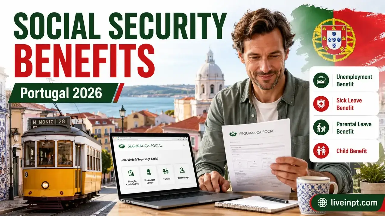 Social security benefits Portugal 2026 with Seguranca Social dashboard and benefit categories